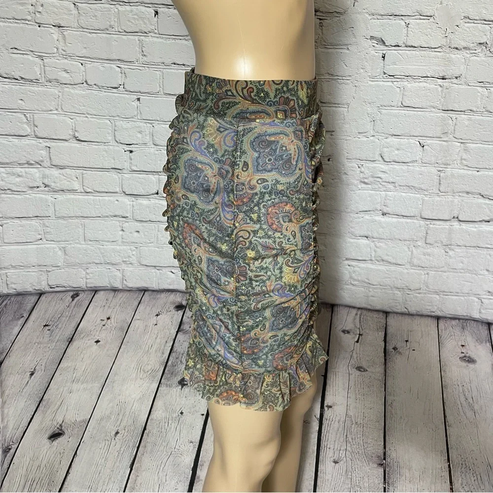 New Free People Romi Mesh Paisley Mini Skirt Size XS